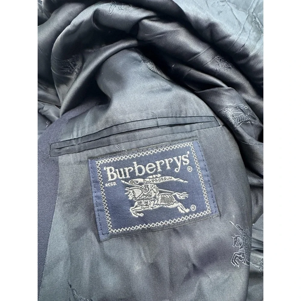 Vintage Burberrys Blazer Mens 46XL Blue Super 100s Wool Gold Buttons Jacket